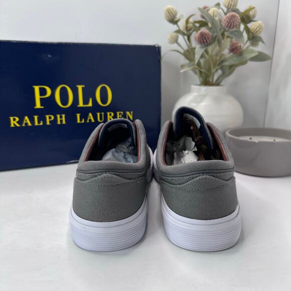Polo Ralph Lauren Faxon Low Grey Canvas Lace Up Sneakers Men's US 9D NWB - Picture 4 of 10